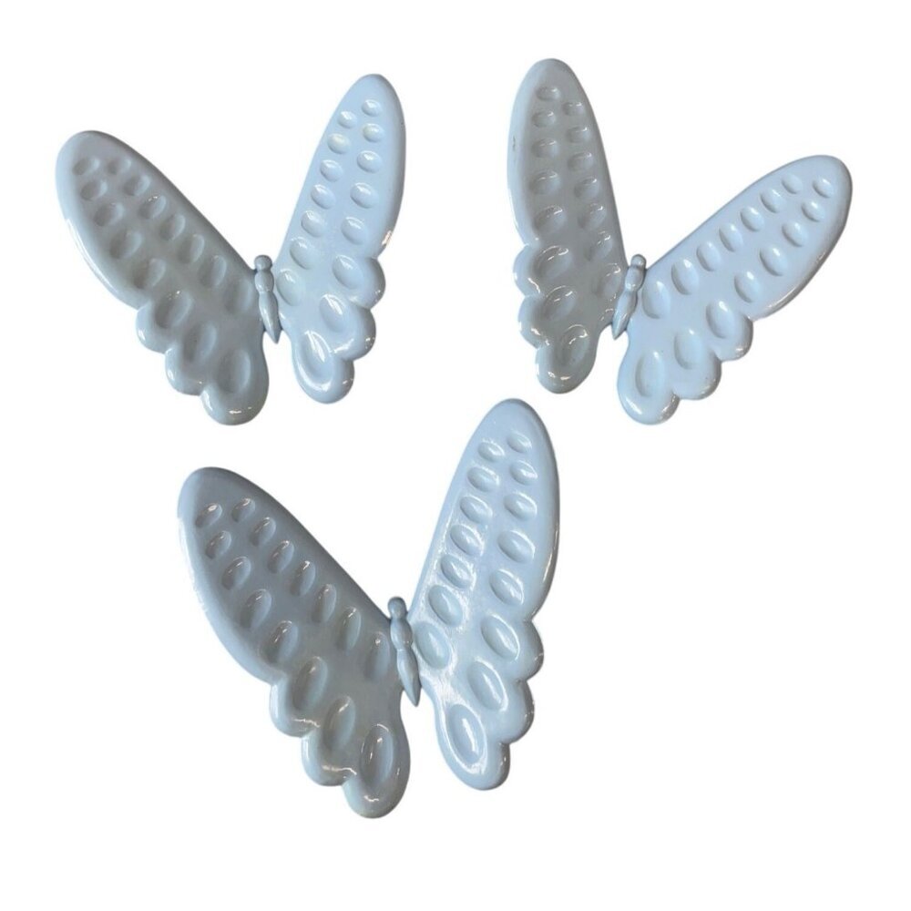 Vintage Set of (3) Burwood Butterfly Butterflies‎ Baby Blue Wall Decorations